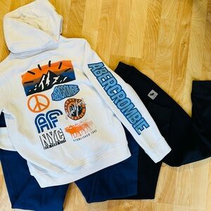 Abercrombie Kids 3 pc set bundle Black Blue joggers Sweatpants Boys Size 15-16